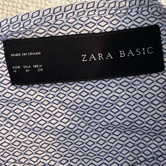 Zara Navy and White Patterned Quilted Blazer Size Medium - Picture 5 of 12